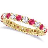 Ruby and Diamond Eternity Ring Band 14k Yellow Gold (1.07ct)
