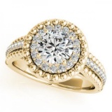 CERTIFIED 18K YELLOW GOLD 1.04 CT G-H/VS-SI1 DIAMOND HALO ENGAGEMENT RING