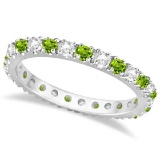 Diamond and Peridot Eternity Ring Stackable Band 14K White Gold (0.64ct)
