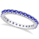 Tanzanite Eternity Stackable Ring Band 14K White Gold (0.75ct)
