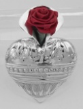 Art Deco Style Heart Vase Pin - Sterling Silver