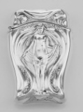 Art Nouveau Style Repousse Nude Match Safe In Fine Sterling Silver
