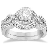 Diamond Infinity Halo Engagement Ring and Band Set 14K White Gold (1.00 ctw)