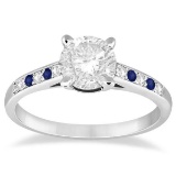 Cathedral Sapphire and Diamond Engagement Ring 14k White Gold (0.70ct)
