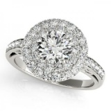 CERTIFIED PLATINUM 1.53 CT G-H/VS-SI1 DIAMOND HALO ENGAGEMENT RING