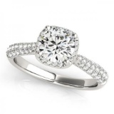 CERTIFIED PLATINUM 1.15 CT G-H/VS-SI1 DIAMOND HALO ENGAGEMENT RING