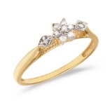 Certified 10K Yellow Gold Diamond Cluster Ring 0.09 CTW