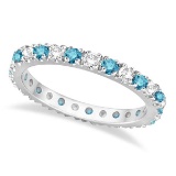 Fancy Blue and White Diamond Eternity Ring Band 14K White Gold (0.50ct)