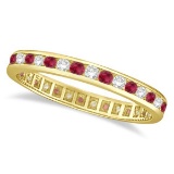 1.04ct Ruby and Diamond Channel Set Ring Eternity Band 14k Yellow Gold