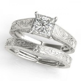 CERTIFIED 18KT WHITE GOLD 1.00 CT G-H/VS-SI1 DIAMOND SOLITAIRE BRIDAL SET