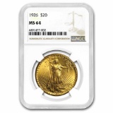 1926 $20 Saint-Gaudens Gold Double Eagle MS-64 NGC