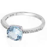 2.1 CARAT TW BLUE TOPAZ & CUBIC ZIRCONIA PLATINUM OVER 0.925 STERLING SILVER RING