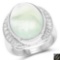 11.50 Carat Genuine Prehnite And White Topaz .925 Sterling Silver Ring