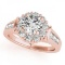 CERTIFIED 18K ROSE GOLD 1.54 CT G-H/VS-SI1 DIAMOND HALO ENGAGEMENT RING