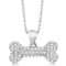Pave Diamond Dog Bone Pendant Necklace 14K White Gold (0.80ct)