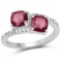 2.38 Carat Glass Filled Ruby and White Topaz .925 Sterling Silver Ring