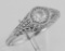 Classic Victorian Style CZ Filigree Ring - Sterling Silver