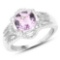 2.44 Carat Genuine Amethyst and White Topaz .925 Sterling Silver Ring