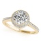 CERTIFIED 18K YELLOW GOLD 1.39 CT G-H/VS-SI1 DIAMOND HALO ENGAGEMENT RING