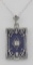 Unique Blue Lapis Filigree Pendant with Diamond - Sterling Silver