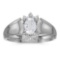 Certified 10k White Gold Oval White Topaz And Diamond Ring 0.49 CTW
