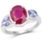 3.76 Carat Glass Filled Ruby and Tanzanite .925 Sterling Silver Ring