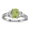 Certified 14k White Gold Oval Peridot And Diamond Ring 0.71 CTW