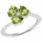 1.22 Carat Genuine Peridot and White Diamond .925 Sterling Silver Ring