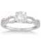 Infinity Diamond and Pink Sapphire Engagement Ring 14K White Gold 1.21ct