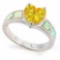 3 CARAT CREATED YELLOW SAPPHIRE & 1 CARAT CREATED FIRE OPAL 925 STERLING SILVER RING