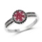 0.71 Carat Genuine Ruby and Black Spinel .925 Sterling Silver Ring
