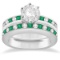 Semi-Eternity Emerald & Diamond Bridal Set Platinum (1.96ct)