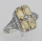 2 Carat Citrine Filigree Ring w/ Diamond - Sterling Silver