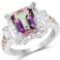 5.62 Carat Genuine Mystic Topaz, Citrine and White Topaz .925 Sterling Silver Ring