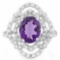 3 1/2 CARAT CREATED AMETHYST & 4 CARAT (40 PCS) FLAWLESS CREATED DIAMOND 925 STERLING SILVER RING