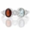 GARNETS & 2/5 CARAT AQUAMARINES 925 STERLING SILVER RING