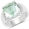 5.57 Carat Genuine Green Amethyst and White Topaz Brass Ring