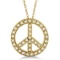 Diamond Peace Sign Pendant Necklace 14k Yellow Gold (0.50ct)