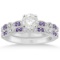 Amethyst and Diamond Bridal Set 14k White Gold 1.09ct