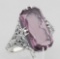 Roman Style Amethyst Crystal Intaglio Filigree Ring - Sterling Silver