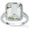 6.06 CARAT TW (3 PCS) GREEN AMETHYST & GENUINE DIAMOND PLATINUM OVER 0.925 STERLING SILVER RING