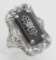 Antique Victorian Style Black Onyx Filigree Diamond Ring - Sterling Silver