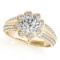 CERTIFIED 18K YELLOW GOLD 1.18 CT G-H/VS-SI1 DIAMOND HALO ENGAGEMENT RING