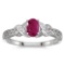 Certified 14k White Gold Oval Ruby And Diamond Ring 0.37 CTW