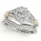 CERTIFIED 18KT TWO TONE GOLD 1.12 CT G-H/VS-SI1 DIAMOND HALO BRIDAL SET