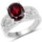 3.28 Carat Genuine Rhodolite and White Topaz .925 Sterling Silver Ring