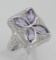 Art Deco Style Filigree Ring w/ amethyst & diamond - Sterling Silver