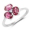 1.58 Carat Genuine Rhodolite and Tanzanite .925 Sterling Silver Ring