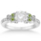 Butterfly Diamond and Peridot Engagement Ring 14k White Gold (0.80ct)