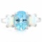 2 3/5 CARAT BABY SWISS BLUE TOPAZ & 1 4/5 CARAT CREATED FIRE OPAL 925 STERLING SILVER RING